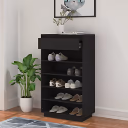 vidaXL Solid Wood Pine Shoe Cabinet Storage Rack Home Organiser Multi Colours - black