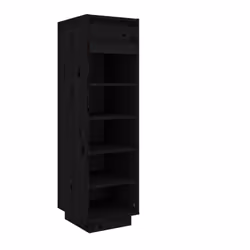 vidaXL Shoe Cabinet Wooden Home Organiser Shoe Rack Shelf Solid Wood Pine - black