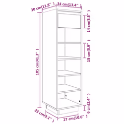 vidaXL Shoe Cabinet Wooden Home Organiser Shoe Rack Shelf Solid Wood Pine - black - Additional view 4