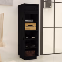 vidaXL Shoe Cabinet Wooden Home Organiser Shoe Rack Shelf Solid Wood Pine - black - Additional view 8
