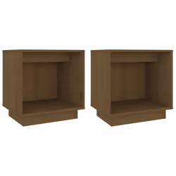 vidaXL 1/2x Solid Wood Pine Bedside Cabinet Storage Side Table Multi Colours - honey brown, 2
