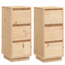 vidaXL 1/2x Solid Wood Pine Sideboard Storage Side Door Cabinet Multi Colours - brown, 2