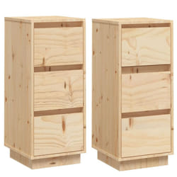 vidaXL 1/2x Solid Wood Pine Sideboard Storage Side Door Cabinet Multi Colours - brown, 2