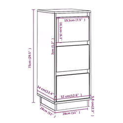 vidaXL 1/2x Solid Wood Pine Sideboard Storage Side Door Cabinet Multi Colours - white, 1 - Additional view 9