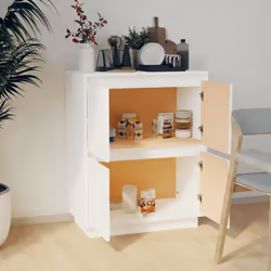 vidaXL Solid Wood Pine Sideboard Storage Side Cabinet Furniture Multi Colours - white