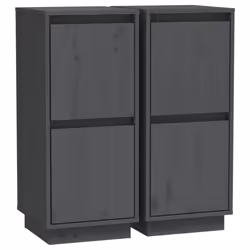vidaXL 1/2x Solid Wood Pine Sideboard Side Storage Door Cabinet Multi Colours - grey, 2