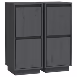 vidaXL 1/2x Solid Wood Pine Sideboard Side Storage Door Cabinet Multi Colours - grey, 2