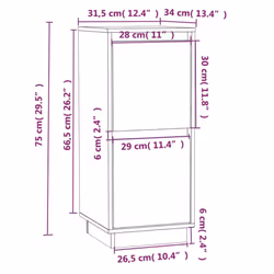 vidaXL 1/2x Solid Wood Pine Sideboard Side Storage Door Cabinet Multi Colours - grey, 2 - Additional view 8