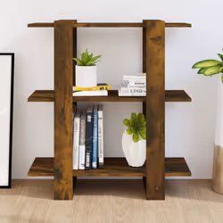 vidaXL Book Cabinet/Room Divider Bookcase Cabinet Book Shelf Multi Colours - smoked oak - Additional view 4