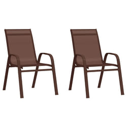 vidaXL Stackable Garden Chairs Outdoor Chairs Dining Chair Textilene Fabric - brown, 2