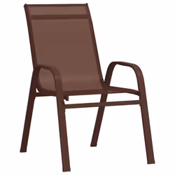 vidaXL Stackable Garden Chairs Outdoor Chairs Dining Chair Textilene Fabric - brown, 2 - Additional view 2