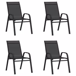 vidaXL Stackable Garden Chairs Outdoor Chairs Dining Chair Textilene Fabric - black, 4