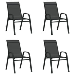 vidaXL Stackable Garden Chairs Outdoor Chairs Dining Chair Textilene Fabric - black, 4