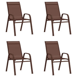 vidaXL Stackable Garden Chairs Outdoor Chairs Dining Chair Textilene Fabric - brown, 4
