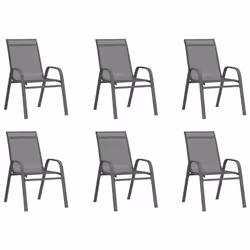 vidaXL Stackable Garden Chairs Outdoor Chairs Dining Chair Textilene Fabric - grey, 6