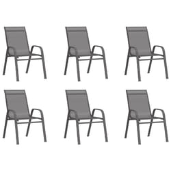 vidaXL Stackable Garden Chairs Outdoor Chairs Dining Chair Textilene Fabric - grey, 6