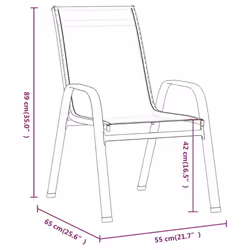 vidaXL Stackable Garden Chairs Outdoor Chairs Dining Chair Textilene Fabric - grey, 6