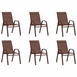 vidaXL Stackable Garden Chairs Outdoor Chairs Dining Chair Textilene Fabric - brown, 6