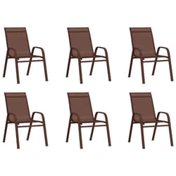 vidaXL Stackable Garden Chairs Outdoor Chairs Dining Chair Textilene Fabric - brown, 6