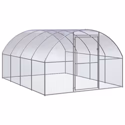 vidaXL Outdoor Chicken Coop 3x4x2 m Galvanised Steel Garden Poultry House