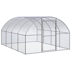 vidaXL Outdoor Chicken Coop 3x4x2 m Galvanised Steel Garden Poultry House
