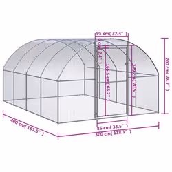 vidaXL Outdoor Chicken Coop 3x4x2 m Galvanised Steel Garden Poultry House - Additional view 4