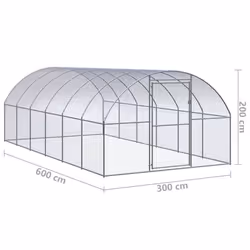 vidaXL Outdoor Chicken Coop 3x6x2 m Galvanised Steel Garden Poultry House