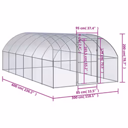 vidaXL Outdoor Chicken Coop 3x6x2 m Galvanised Steel Garden Poultry House - Additional view 7