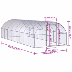 vidaXL Outdoor Chicken Coop 3x8x2 m Galvanised Steel Garden Poultry House - Additional view 7
