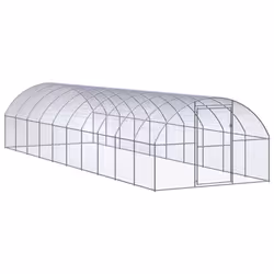vidaXL Outdoor Chicken Coop 3x10x2 m Galvanised Steel Garden Poultry House