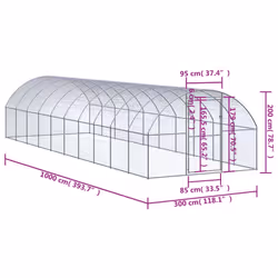 vidaXL Outdoor Chicken Coop 3x10x2 m Galvanised Steel Garden Poultry House - Additional view 4
