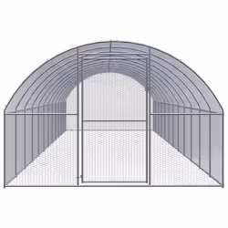vidaXL Outdoor Chicken Coop 3x12x2 m Galvanised Steel Garden Poultry House