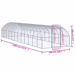 vidaXL Outdoor Chicken Coop 3x12x2 m Galvanised Steel Garden Poultry House - Additional view 7