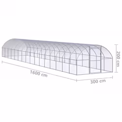 vidaXL Outdoor Chicken Coop 3x16x2 m Galvanised Steel Garden Poultry House