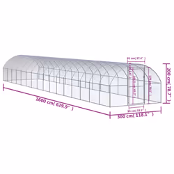 vidaXL Outdoor Chicken Coop 3x16x2 m Galvanised Steel Garden Poultry House - Additional view 4