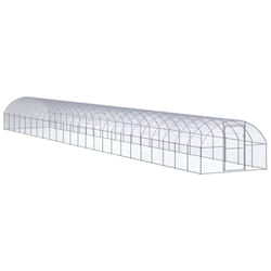 vidaXL Outdoor Chicken Coop 3x24x2 m Galvanised Steel Garden Poultry House