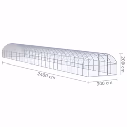 vidaXL Outdoor Chicken Coop 3x24x2 m Galvanised Steel Garden Poultry House - Additional view 2