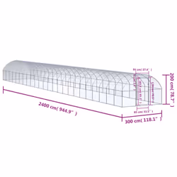 vidaXL Outdoor Chicken Coop 3x24x2 m Galvanised Steel Garden Poultry House - Additional view 7
