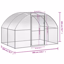 vidaXL Outdoor Chicken Coop 3x2x2 m Galvanised Steel Garden Poultry House