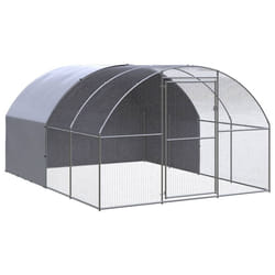 vidaXL Outdoor Chicken Coop 3x4x2 m Galvanised Steel Garden Poultry House