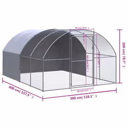 vidaXL Outdoor Chicken Coop 3x4x2 m Galvanised Steel Garden Poultry House - Additional view 10