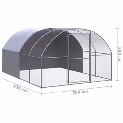 vidaXL Outdoor Chicken Coop 3x4x2 m Galvanised Steel Garden Poultry House - Additional view 3