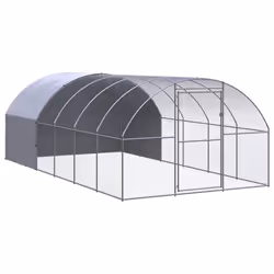 vidaXL Outdoor Chicken Coop 3x6x2 m Galvanised Steel Garden Poultry House