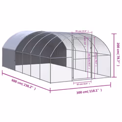 vidaXL Outdoor Chicken Coop 3x6x2 m Galvanised Steel Garden Poultry House - Additional view 10