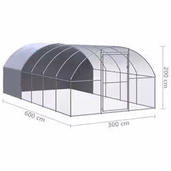 vidaXL Outdoor Chicken Coop 3x6x2 m Galvanised Steel Garden Poultry House