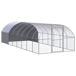 vidaXL Outdoor Chicken Coop 3x8x2 m Galvanised Steel Garden Poultry House