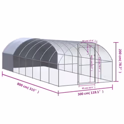 vidaXL Outdoor Chicken Coop 3x8x2 m Galvanised Steel Garden Poultry House - Additional view 10
