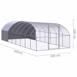 vidaXL Outdoor Chicken Coop 3x8x2 m Galvanised Steel Garden Poultry House - Additional view 2