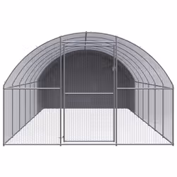 vidaXL Outdoor Chicken Coop 3x8x2 m Galvanised Steel Garden Poultry House - Additional view 4