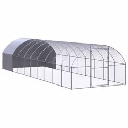 vidaXL Outdoor Chicken Coop 3x10x2 m Galvanised Steel Garden Poultry House